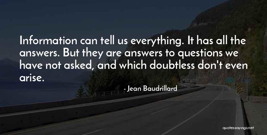 Questions Not Asked Quotes By Jean Baudrillard Questions Not Asked Quotes By Jean Baudrillard