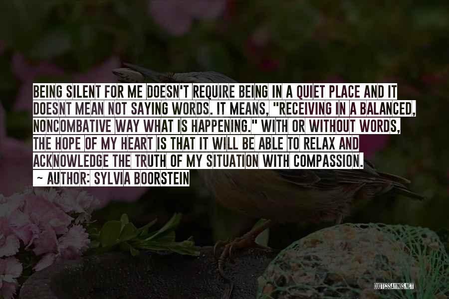 Quiet Silent Quotes By Sylvia Boorstein