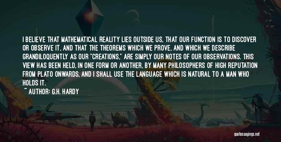 Reality Plato Quotes By G.H. Hardy