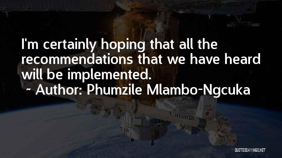 Recommendations Quotes By Phumzile Mlambo-Ngcuka