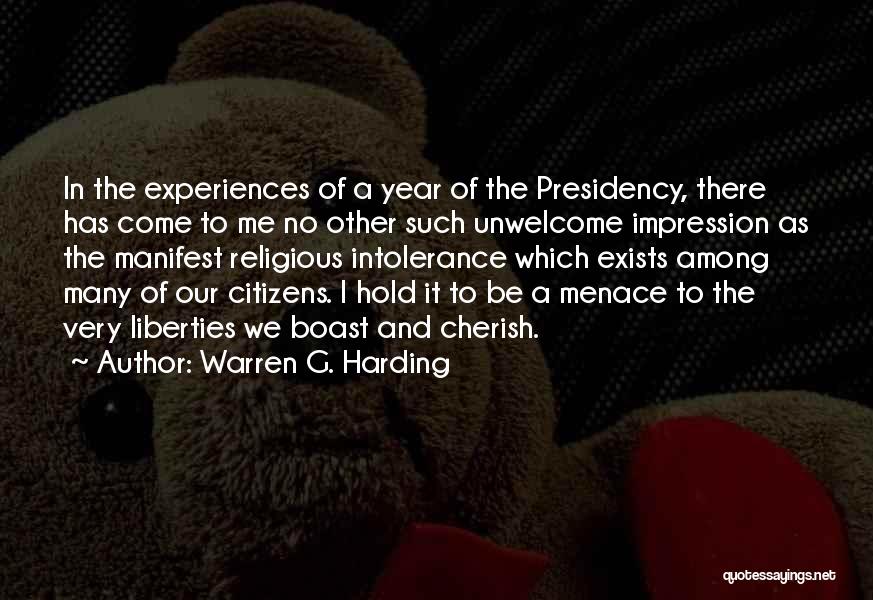 Religious Intolerance Quotes By Warren G. Harding