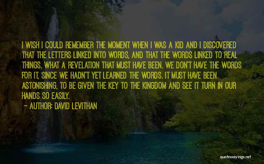 Remember When I Was A Kid Quotes By David Levithan
