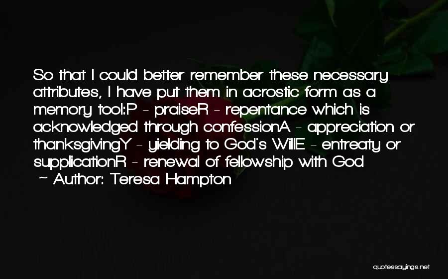 Repentance Prayer Quotes By Teresa Hampton