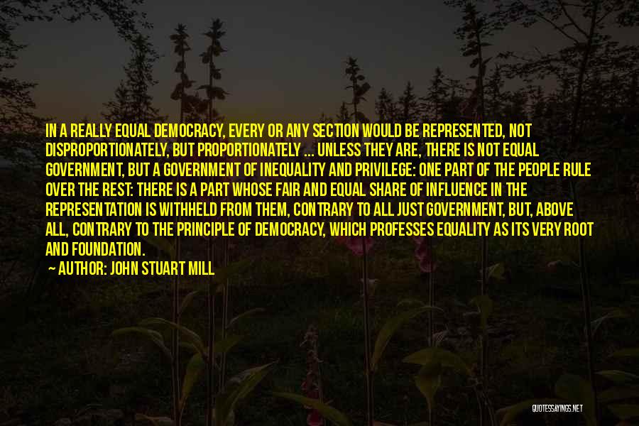 Representation In Government Quotes By John Stuart Mill