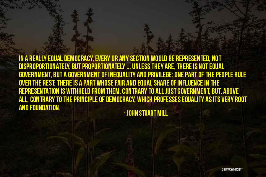 Representation In Government Quotes By John Stuart Mill