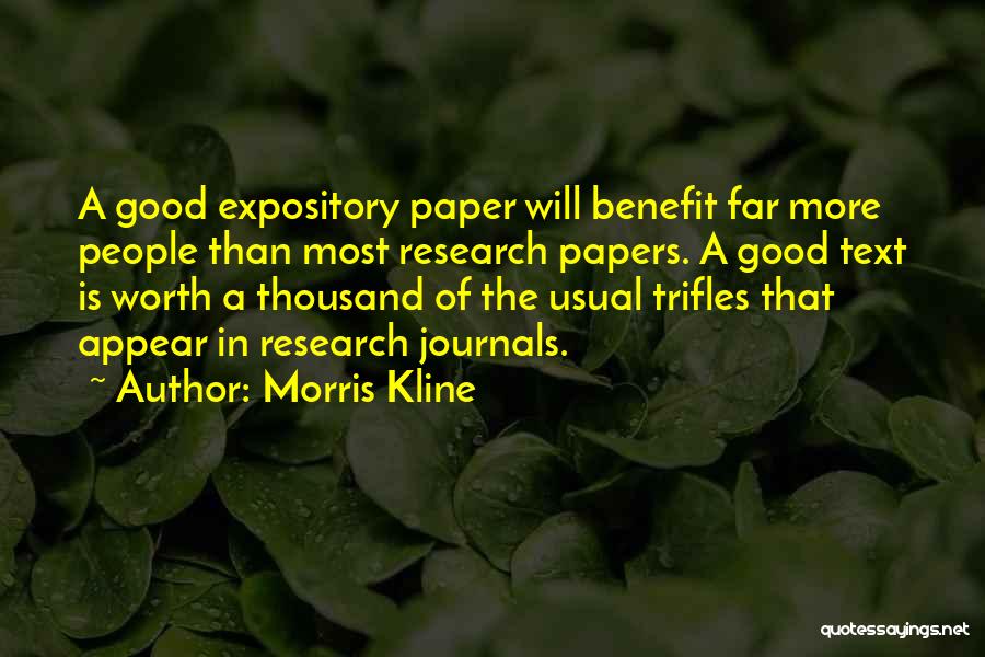 Research Paper And Quotes By Morris Kline