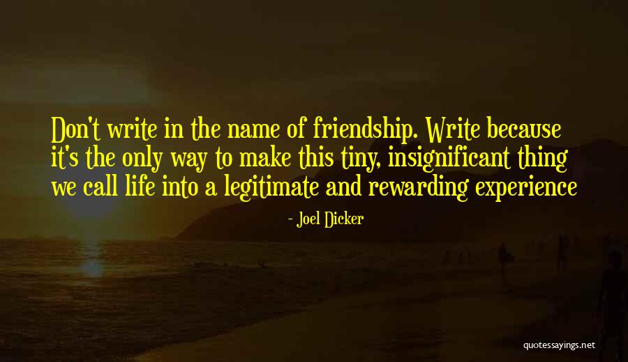 Rewarding Experience Quotes By Joel Dicker