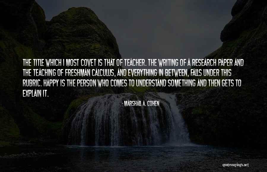 Rubric For Quotes By Marshall A. Cohen Rubric For Quotes By Marshall A. Cohen