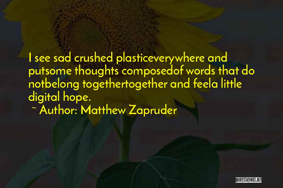 Sad To Belong Quotes By Matthew Zapruder