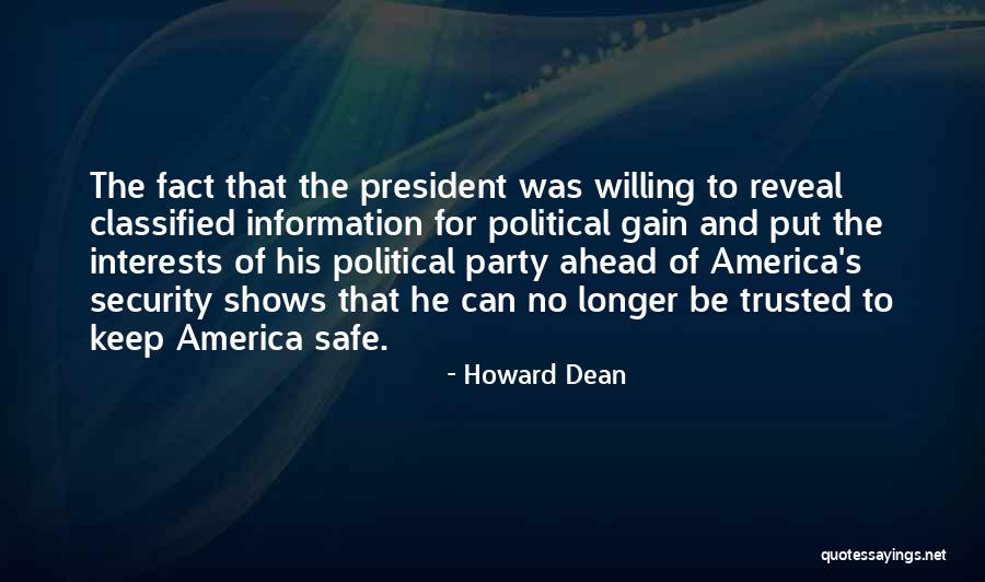 Safe And Security Quotes By Howard Dean Safe And Security Quotes By Howard Dean