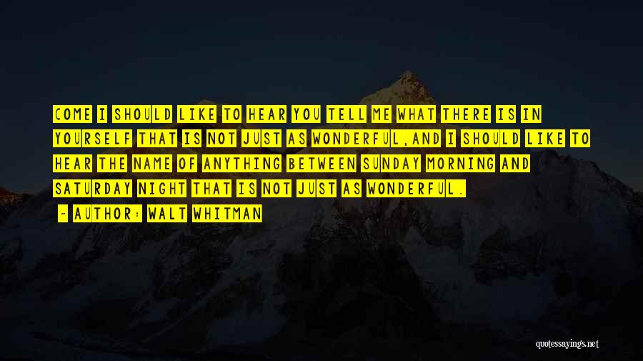 Saturday Quotes By Walt Whitman