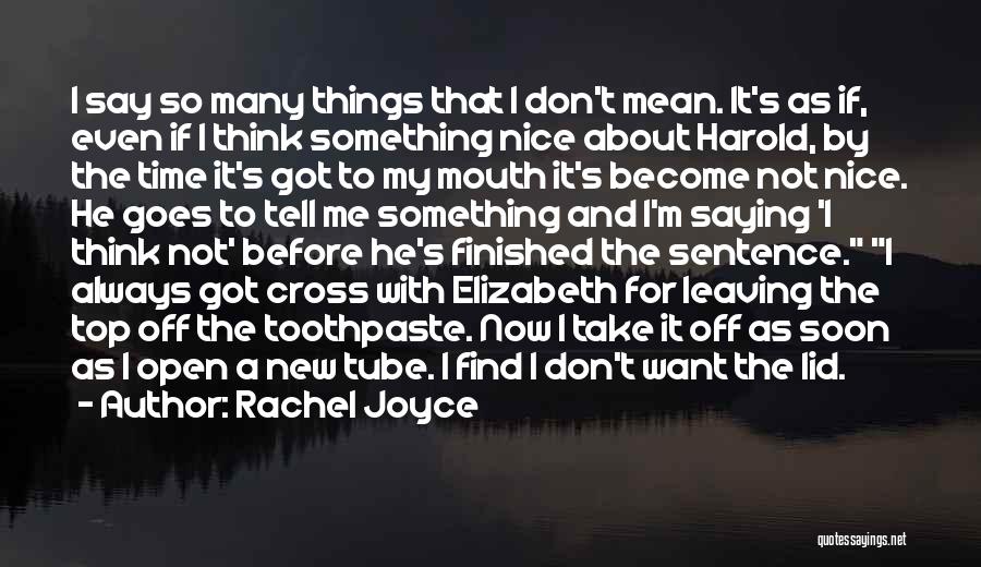 Say Something Nice Quotes By Rachel Joyce