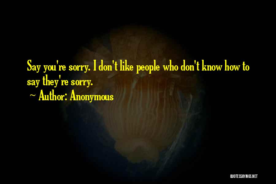 Say You're Sorry Quotes By Anonymous