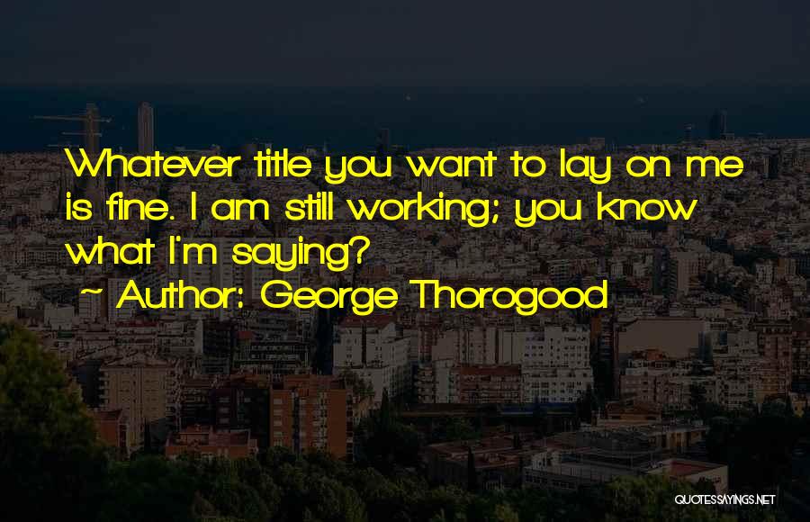 Saying You Re Fine Quotes By George Thorogood