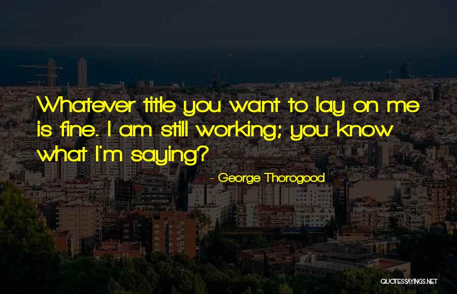 Saying You Re Fine Quotes By George Thorogood