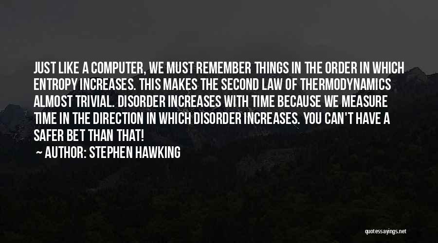 Second Law Of Thermodynamics Quotes By Stephen Hawking