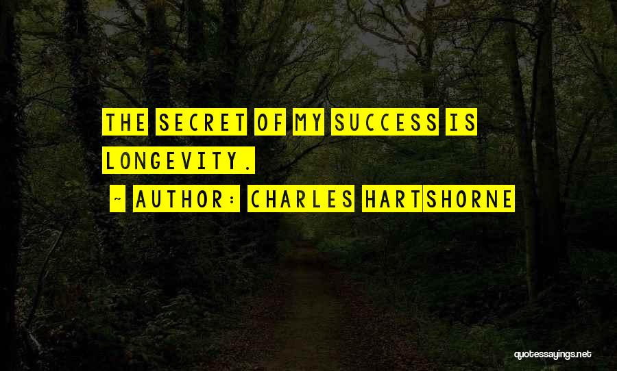 Secret Of My Success Quotes By Charles Hartshorne