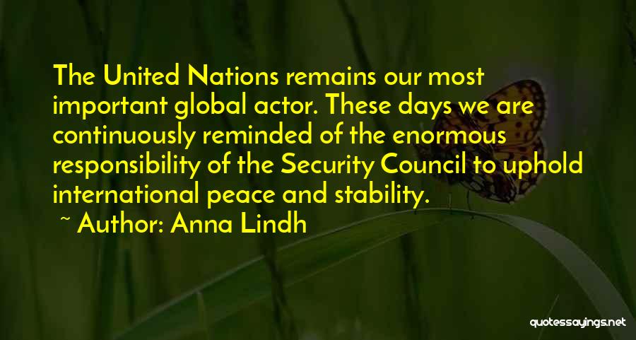 Security Council Quotes By Anna Lindh