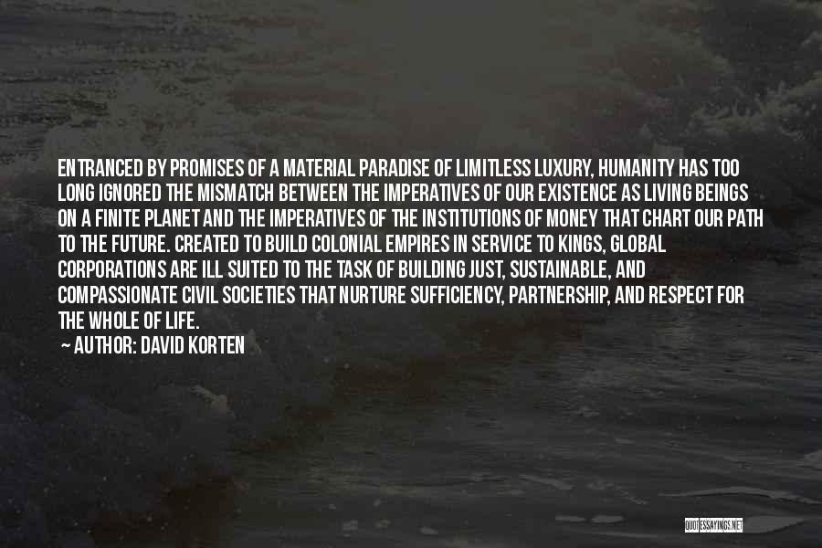 Self Sustainable Living Quotes By David Korten