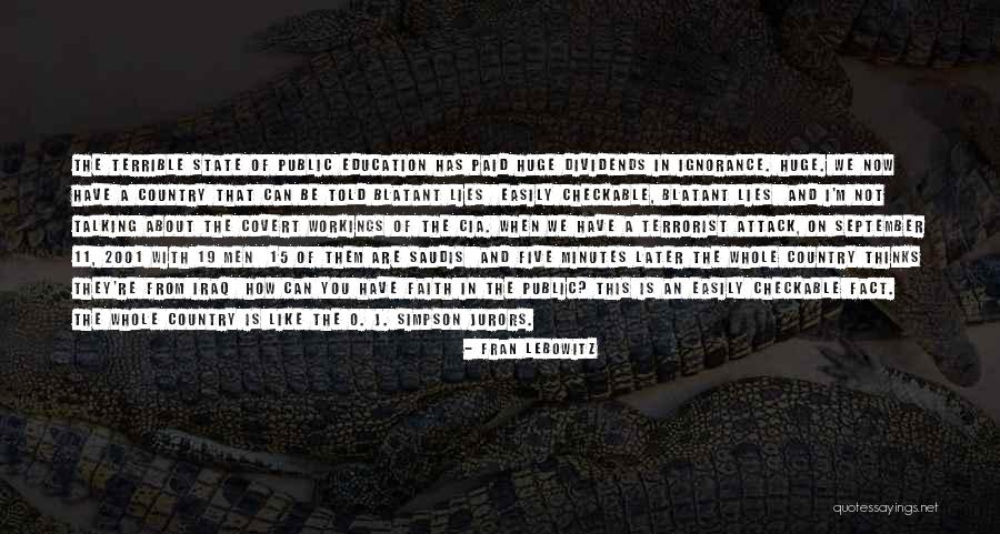 September 11 2001 Quotes By Fran Lebowitz