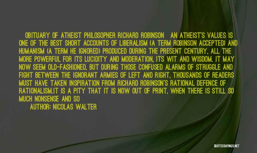 Short Atheist Quotes By Nicolas Walter