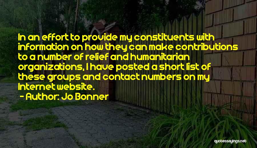 Short Humanitarian Quotes By Jo Bonner