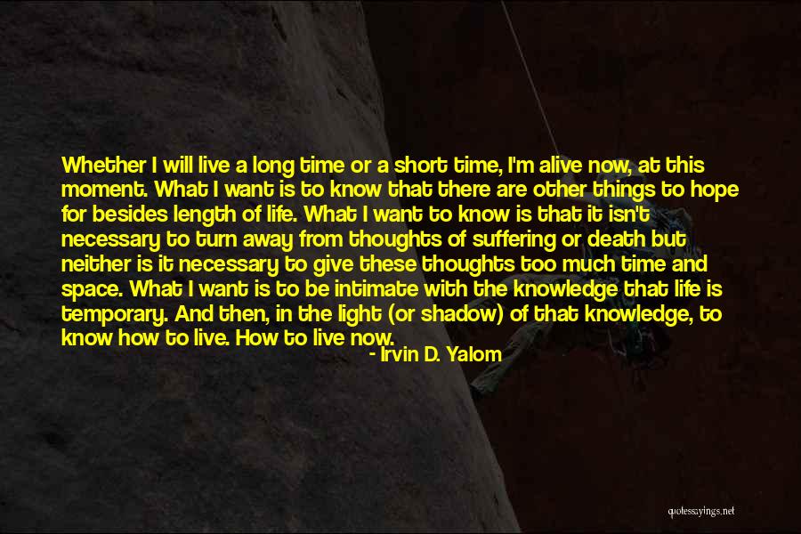 Short Life And Death Quotes By Irvin D. Yalom