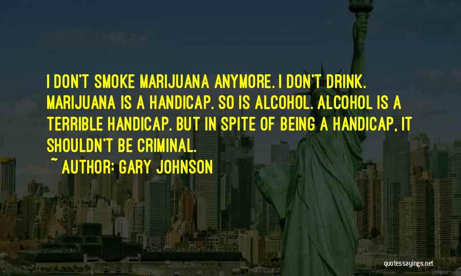 Shouldn't Drink Alcohol Quotes By Gary Johnson