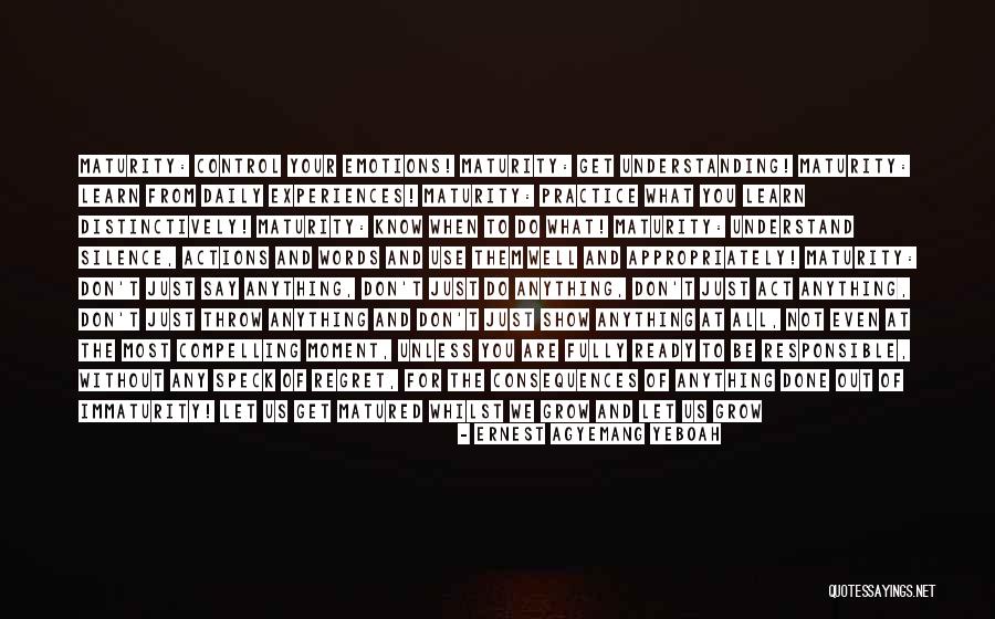 Silence And Maturity Quotes By Ernest Agyemang Yeboah Silence And Maturity Quotes By Ernest Agyemang Yeboah