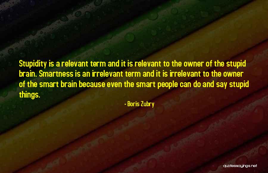 Smartness And Stupidity Quotes By Boris Zubry