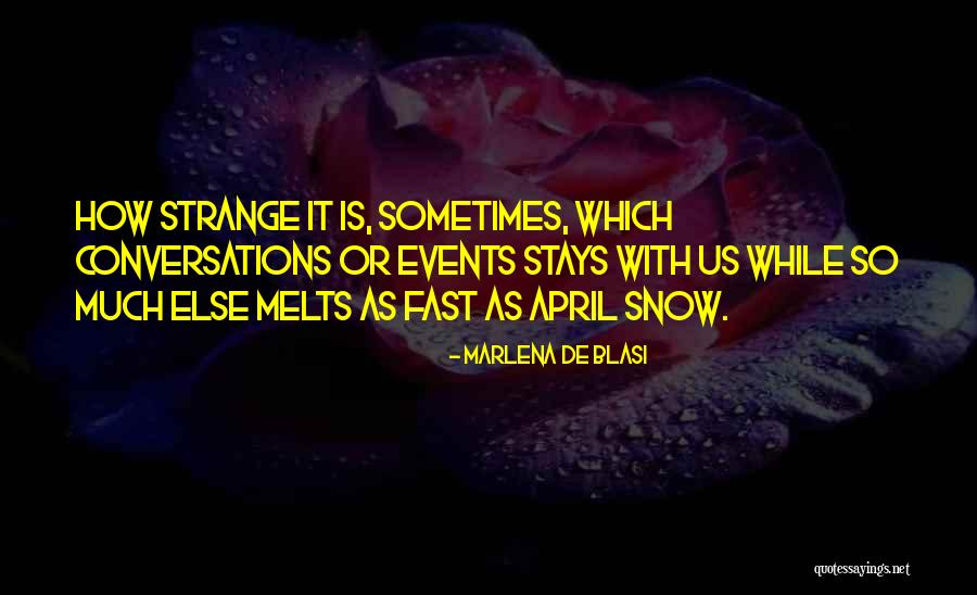 Snow Melts Quotes By Marlena De Blasi Snow Melts Quotes By Marlena De Blasi