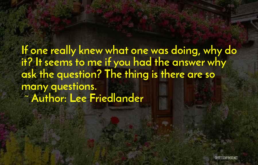 So Many Questions Quotes By Lee Friedlander