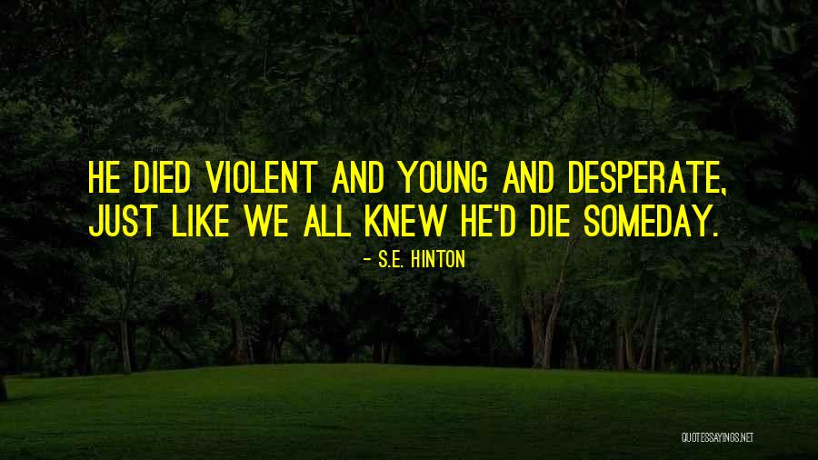 Someone Died Young Quotes By S.E. Hinton