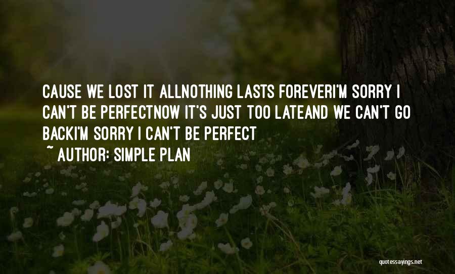 Sorry It's Too Late Quotes By Simple Plan