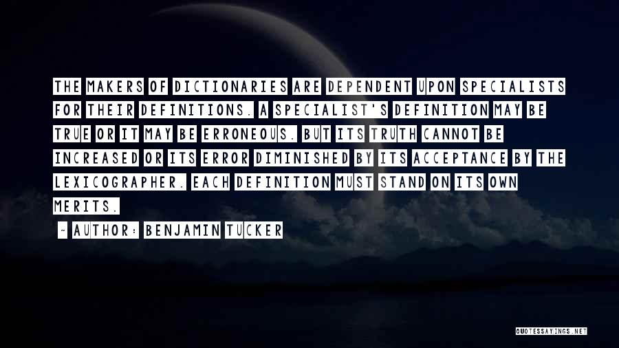 Specialists Quotes By Benjamin Tucker