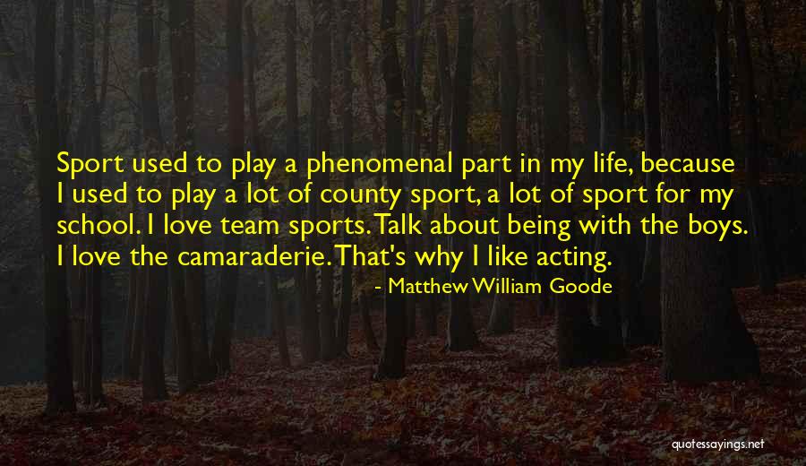 Sports Team Love Quotes By Matthew William Goode