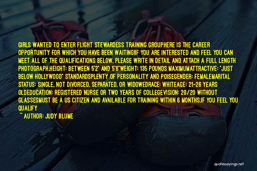 Stewardess Quotes By Judy Blume