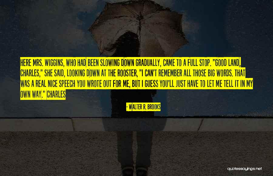 Stop Looking Down Quotes By Walter R. Brooks Stop Looking Down Quotes By Walter R. Brooks