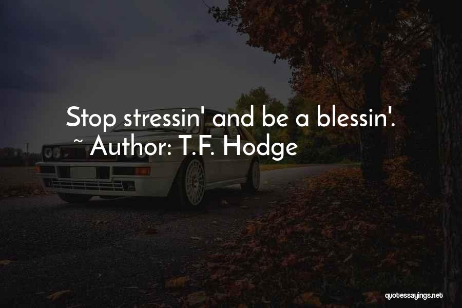 Stop Stress Quotes By T.F. Hodge