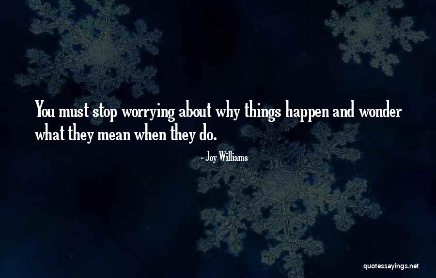 Stop Worrying About Me Quotes By Joy Williams Stop Worrying About Me Quotes By Joy Williams
