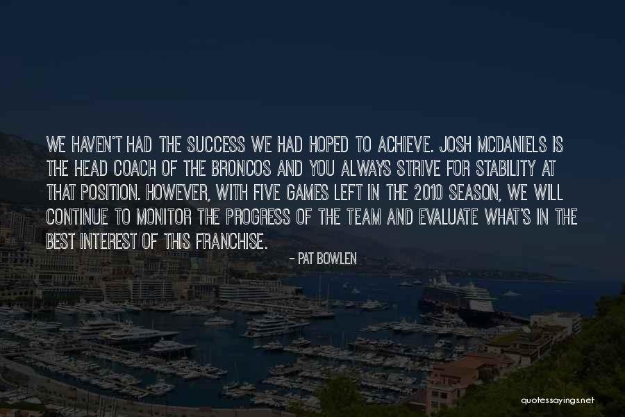 Strive For Success Quotes By Pat Bowlen