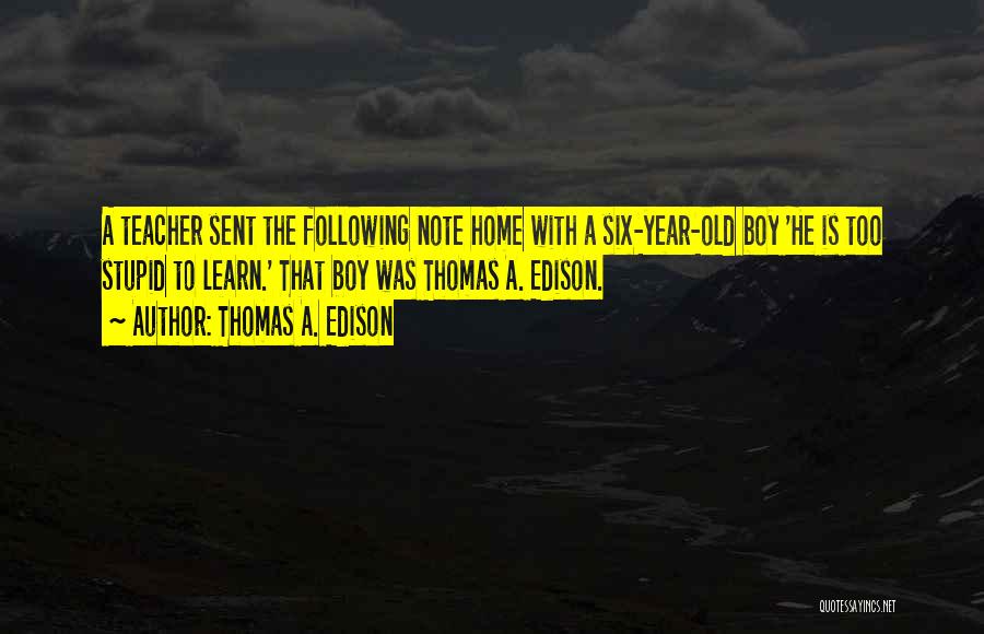 Stupid Boy Quotes By Thomas A. Edison