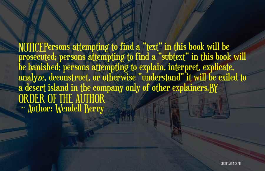 Subtext Quotes By Wendell Berry