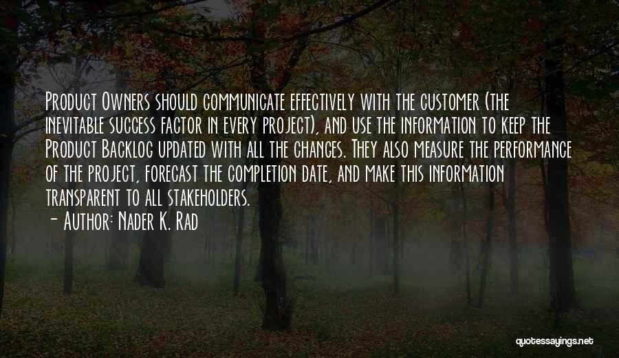 Success Factor Quotes By Nader K. Rad