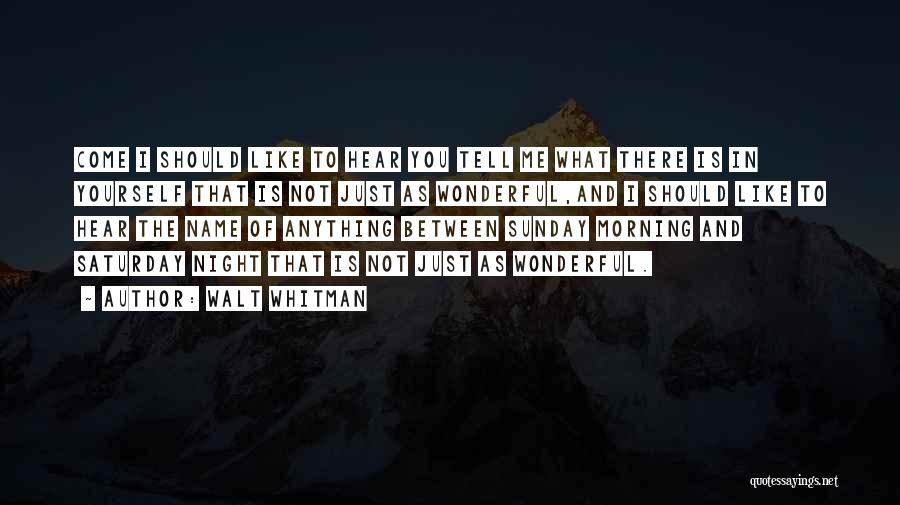 Sunday Morning Quotes By Walt Whitman