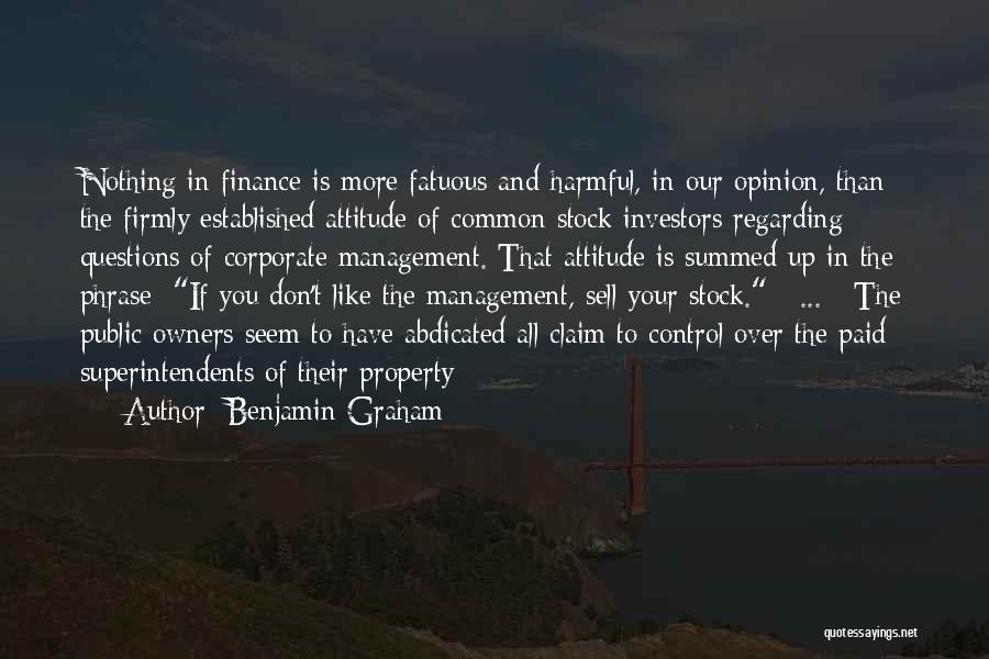 Superintendents Quotes By Benjamin Graham