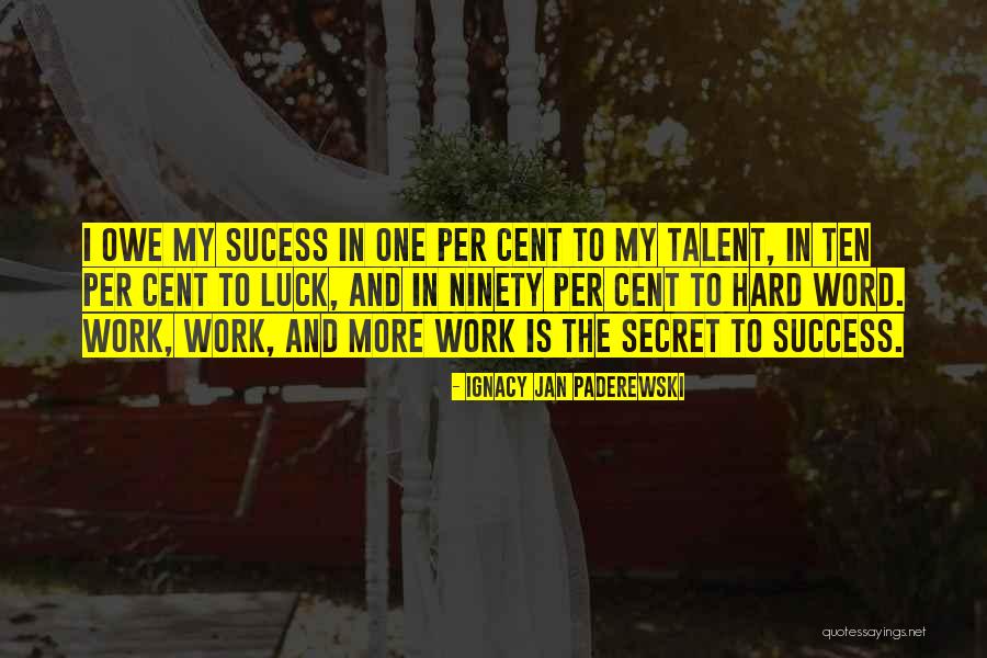 Talent And Hard Work Quotes By Ignacy Jan Paderewski