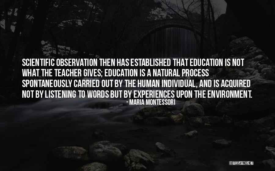 Teacher Observation Quotes By Maria Montessori