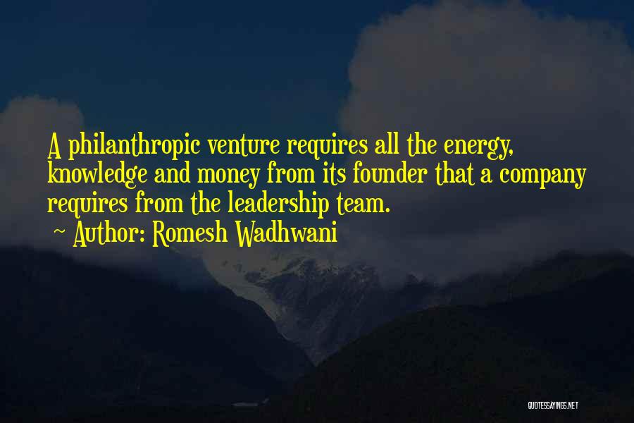 Team Venture Quotes By Romesh Wadhwani