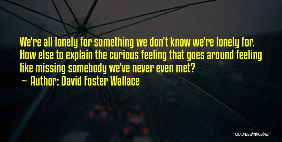 The Feeling Of Missing Someone Quotes By David Foster Wallace